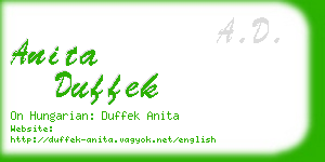 anita duffek business card